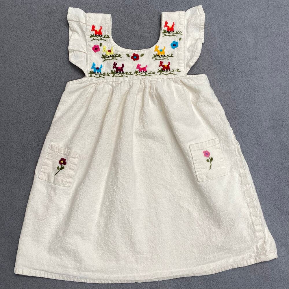 Mexican? Embroidered Sundress Girls No Tag 18/24mos? Cream Folk Cottagecore Cute